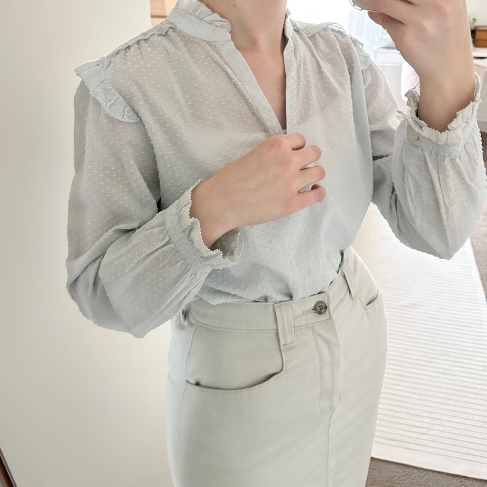 J.crew baby blue Swiss dot blouse